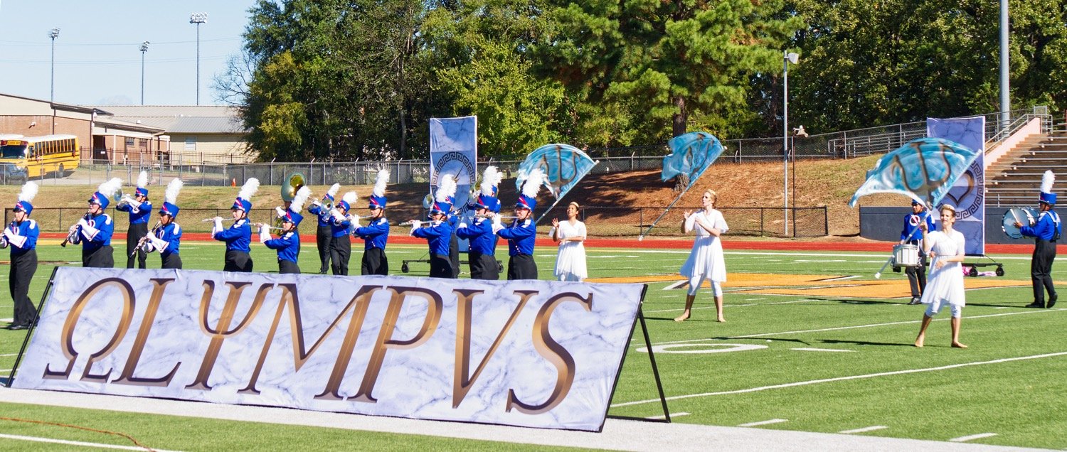 The Quitman High School band performs during the Mineola Marching festival Monday morning. The band received top ratings and will compete at the regional marching contest Tuesday in Mt. Pleasant. [See more marching magic.]